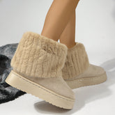 Thick Bottom round Head Turn over Furry Short Snow Boots Muffin Bottom Thermal Thicker Cotton Padded Shoes
